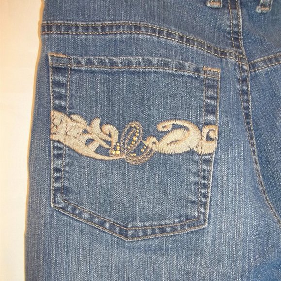 Gloria Vanderbilt Amanda Womens Jeans Size 10P Straight Leg Sewn Design Blue - Picture 3 of 7